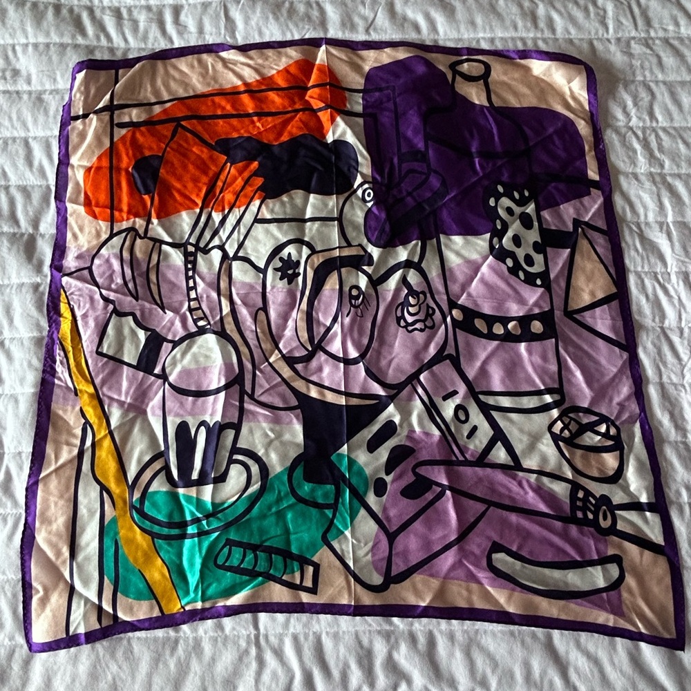 Abstract Multicolor Silk Scarf